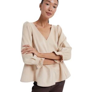 TUCKERNUCK Bone Suede Easton Blouse Swing Top Size S